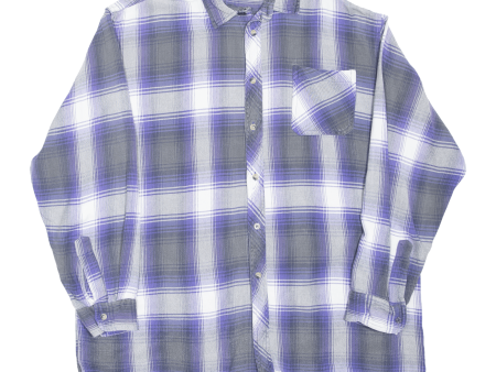 BREMO Mens Shirt Purple Check Long Sleeve L Cheap