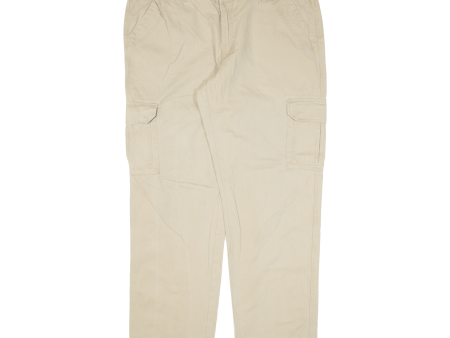 TOM RAMSEY Cargo Mens Trousers Beige Relaxed Straight W40 L33 For Discount