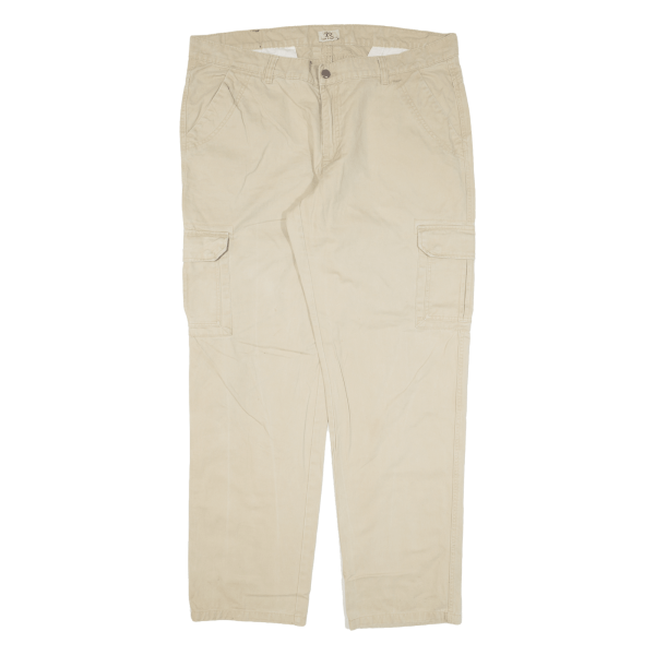 TOM RAMSEY Cargo Mens Trousers Beige Relaxed Straight W40 L33 For Discount