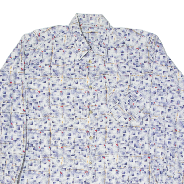 BREMO Mens Shirt Blue Crazy Pattern Long Sleeve M Online now