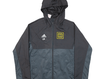 ADIDAS Boys Windbreaker Jacket Grey Hooded 11-12Y Supply