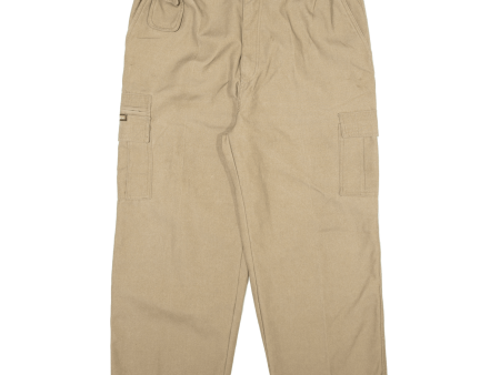 SHUAIER Cargo Mens Trousers Beige Relaxed Straight W36 L25 For Cheap