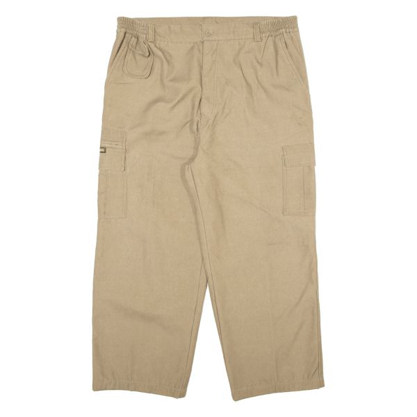 SHUAIER Cargo Mens Trousers Beige Relaxed Straight W36 L25 For Cheap