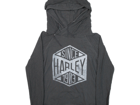 HARLEY DAVIDSON Double Hood Womens Grey Hoodie L Hot on Sale