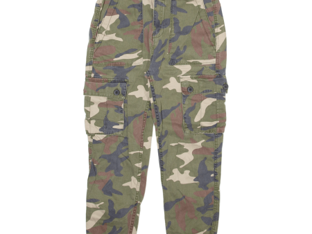 BERSHKA Camo Cargo Girls Trousers Green Regular Tapered W26 L24 Fashion