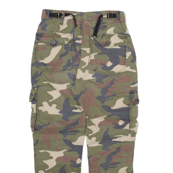 BERSHKA Camo Cargo Girls Trousers Green Regular Tapered W26 L24 Fashion