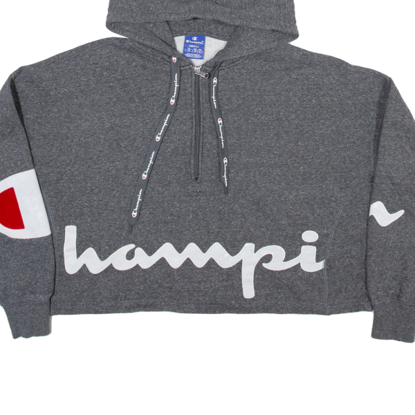 CHAMPION Cropped Womens Grey Hoodie S Hot on Sale