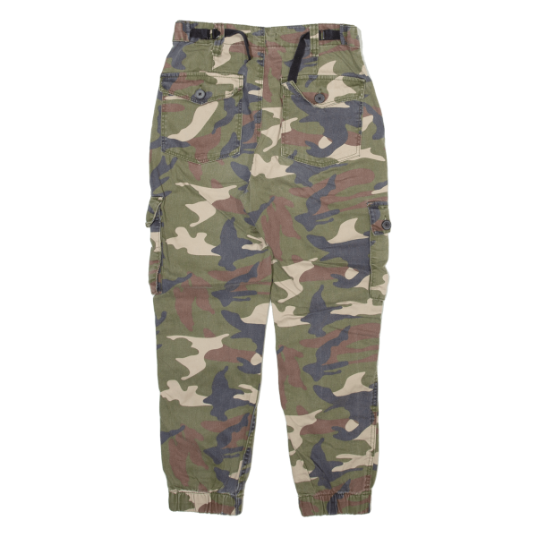 BERSHKA Camo Cargo Girls Trousers Green Regular Tapered W26 L24 Fashion