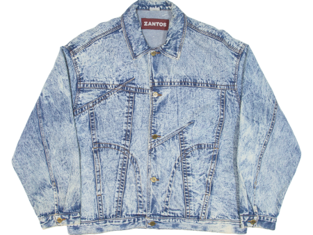 ZANTOS Mens Denim Jacket Blue L For Cheap