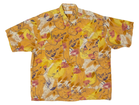 BEMITO Mens Shirt Orange Viscose Floral XL Supply