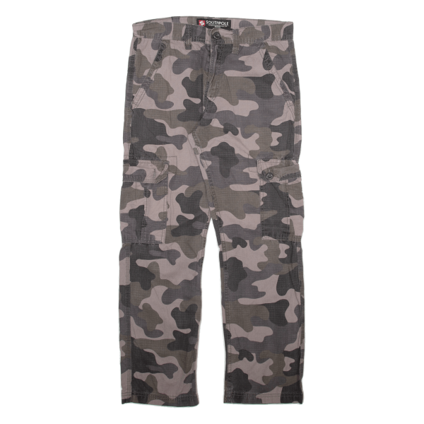 SOUTHPOLE Camo Cargo Mens Trousers Grey Regular Straight W30 L29 Discount