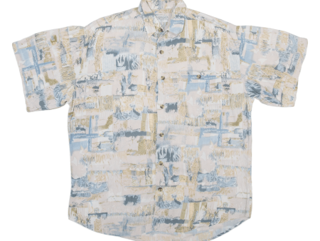 ALBERTO GIORDANI Mens Shirt Grey Viscose Crazy Pattern L Sale