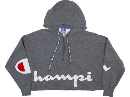 CHAMPION Cropped Womens Grey Hoodie S Hot on Sale