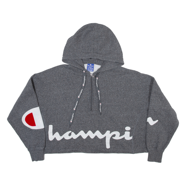 CHAMPION Cropped Womens Grey Hoodie S Hot on Sale