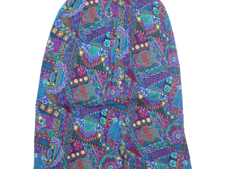 NORTON MCNAUGHTON Womens A-Line Skirt Blue Midi 90s Crazy Pattern S on Sale