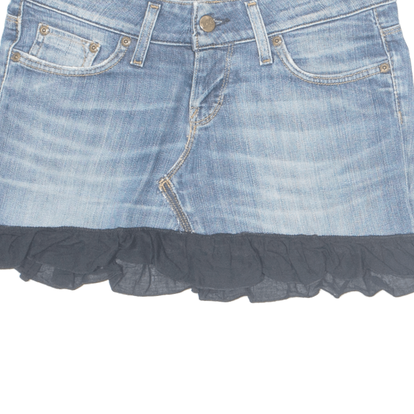 LEE Altered Frill Womens Mini Skirt Blue Short Denim M Fashion