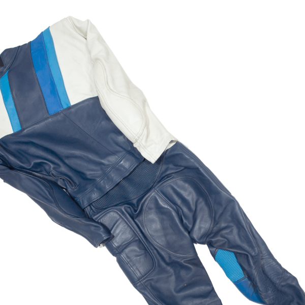 Vintage IXS Padded Motorcycle Biker Mens Overalls Blue Slim Leather 90s Colourblock M W32 L30 Cheap