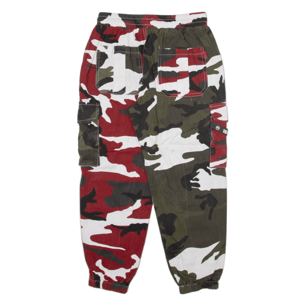 YUXING Camo Cargo Mens Trousers Red Relaxed Tapered W26 L25 Sale