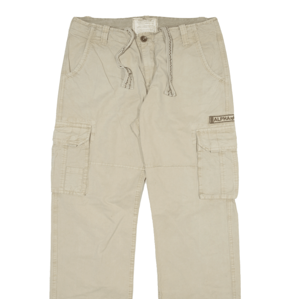 ALPHA INDUSTRIES Military Cargo Womens Trousers Cream Regular Straight W34 L33 Hot on Sale