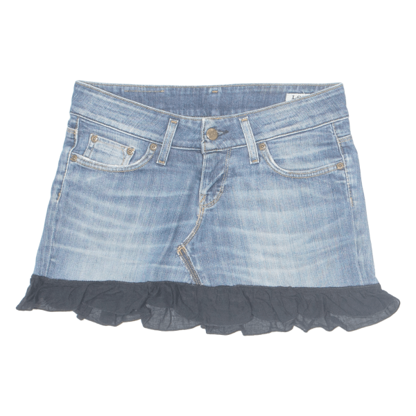 LEE Altered Frill Womens Mini Skirt Blue Short Denim M Fashion