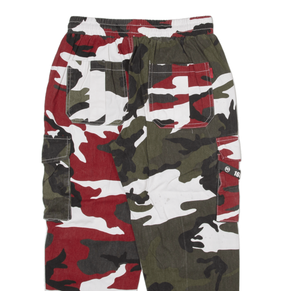 YUXING Camo Cargo Mens Trousers Red Relaxed Tapered W26 L25 Sale