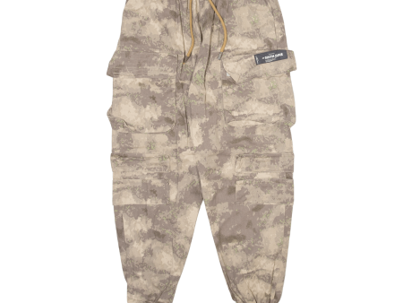 SIXTH JUNE Camo Cargo Mens Trousers Beige Relaxed Tapered W27 L27 Supply