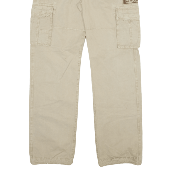 ALPHA INDUSTRIES Military Cargo Womens Trousers Cream Regular Straight W34 L33 Hot on Sale