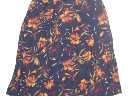 SAG HARBOR Womens A-Line Skirt Blue Midi 90s Floral XL Sale