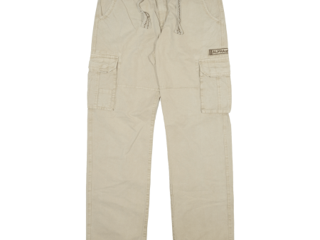 ALPHA INDUSTRIES Military Cargo Womens Trousers Cream Regular Straight W34 L33 Hot on Sale