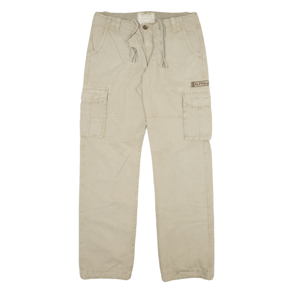 ALPHA INDUSTRIES Military Cargo Womens Trousers Cream Regular Straight W34 L33 Hot on Sale