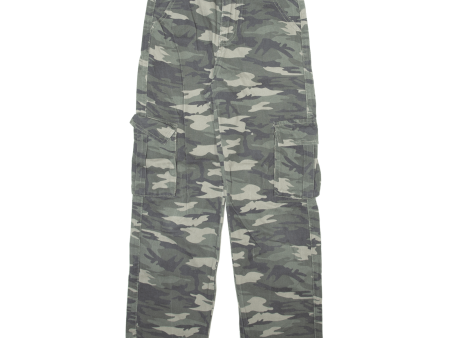 Camo Cargo Mens Trousers Green Regular Straight W24 L27 Online now